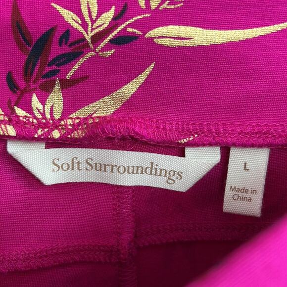 Soft Surroundings Pull On pants with front seam - Fuchsia with gold - Large - Picture 4 of 8